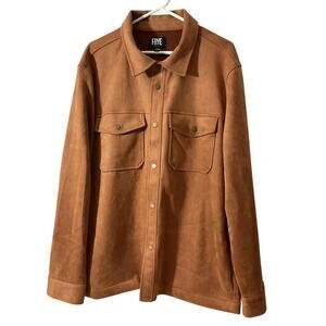 NWOT Frye Faux Suede Shirt Jacket, Shacket, Snap Closure, Brown Men's Size XL